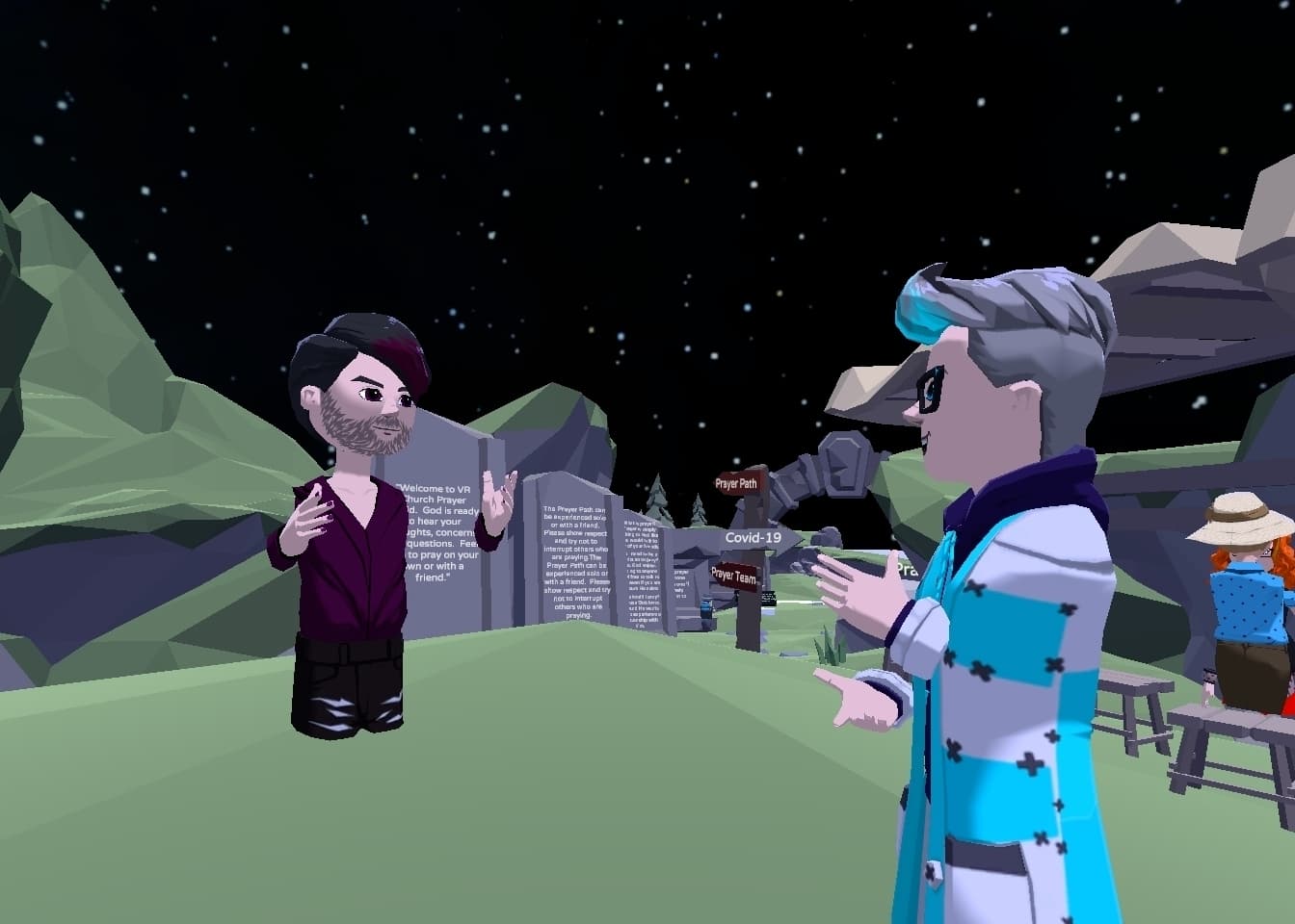 The AltspaceVR prayer path at night