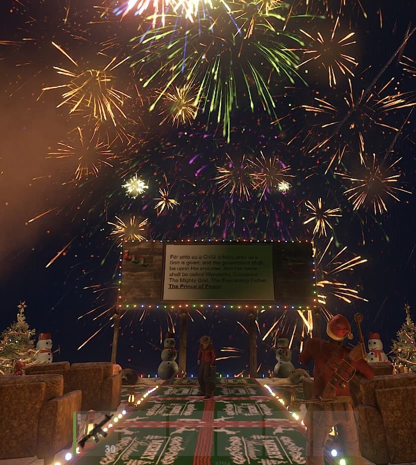 Fireworks over a Christmas service in Rust